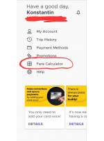 Попробуйте в меню выбрать Fare calculator, чтобы увидеть примерную стоимость